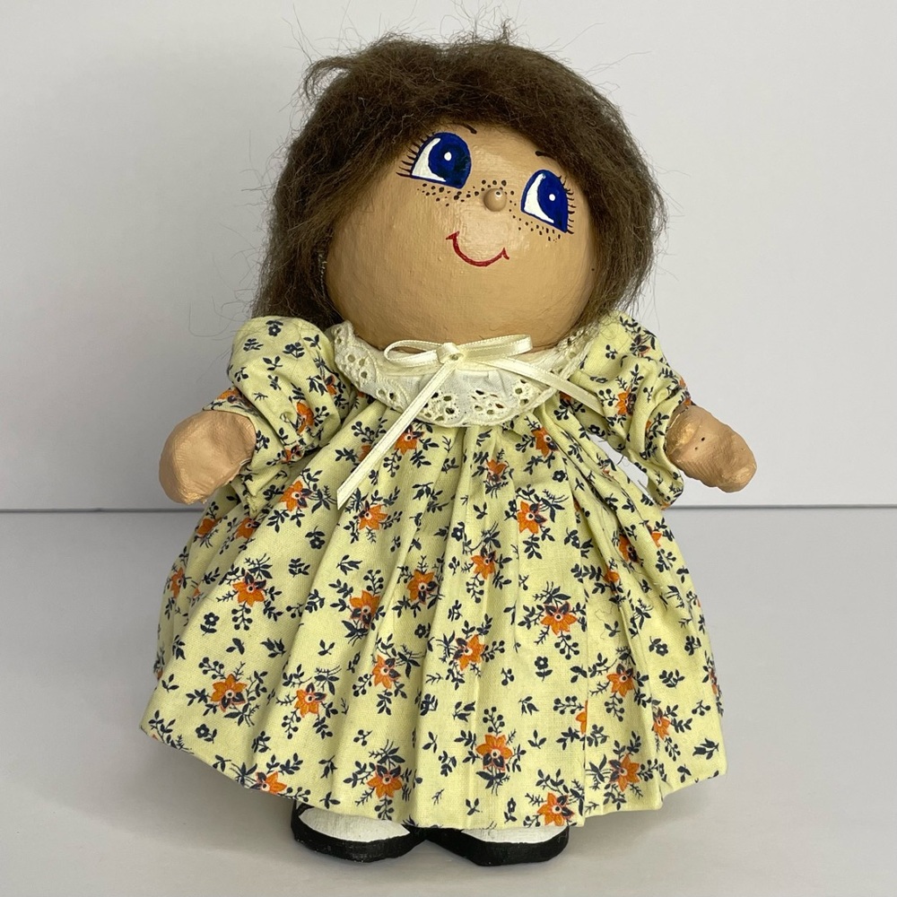 Vintage Paper Mache Doll Unique Approximately 8”